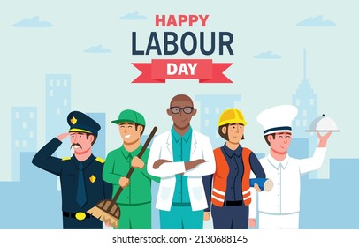 Happy Labour. 1st May International Labour Day Vector illustration