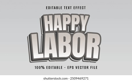 Diseño de efecto de texto 3D de Happy Labour