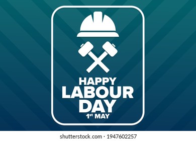 Happy Labour Day. 1 May. Holiday concept. Template for background, banner, card, poster with text inscription. Vector EPS10 illustration