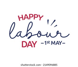 Feliz Día del Trabajo 1ro de mayo letras de frases con fondo blanco
