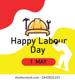 Happy Labour Day 2024 1st May. Thank you for your Hard Work. International Labour day. Happy Labour Day logo concept with helmet. International Workers day illustration.