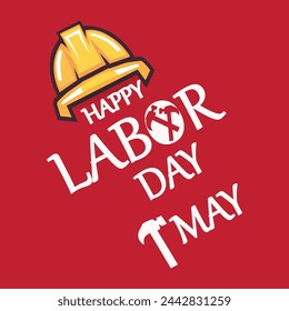 Happy Labour Day 2024 1st May. Thank you for your Hard Work. International Labour day. Happy Labour Day logo concept with helmet. International Workers day illustration.