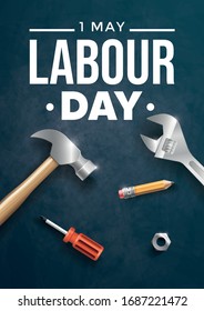 Happy Labour Day banner, poster, flyer. Design template. Vector illustration