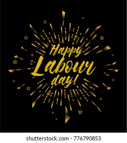Happy Labour Day, Beautiful greeting card poster with vintage and comic or cartoon style