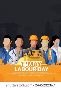 Happy Labour Day celebration Vector poster illustration 1st May International Labour Day. 