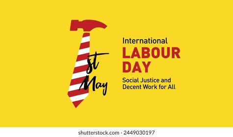 Happy Labour Day concept. 1st May- International labor day concept. Labor safety and right at Workplace. World Day for Safety and Health at Work concept. Social Justice and Decent Work for All