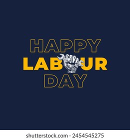 Happy Labour Day concept. A hand holding a wrench. 1st may workers day poster and social media post.