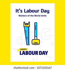 Happy Labour day design with blue and yellow theme vector with s