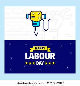 Happy Labour day design with blue and yellow theme vector with j