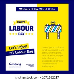 Happy Labour day design with blue and yellow theme vector with b