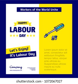 Happy Labour day design with blue and yellow theme vector with s