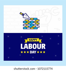 Happy Labour day design with blue and yellow theme vector with b