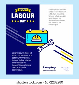 Happy Labour day design with blue and yellow theme vector with e