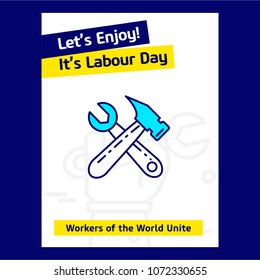 Happy Labour day design with blue and yellow theme vector with h