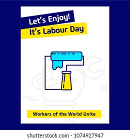 Happy Labour day design with blue and yellow theme vector with p