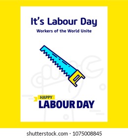 Happy Labour day design with blue and yellow theme vector with s