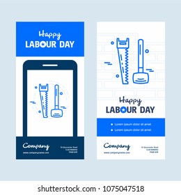 Happy Labour day design with blue theme vector 