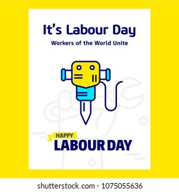 Happy Labour day design with blue and yellow theme vector with j