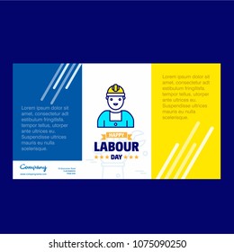 Happy Labour day design with blue and yellow theme vector with l