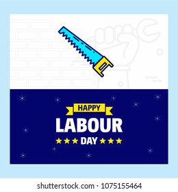 Happy Labour day design with blue and yellow theme vector with s