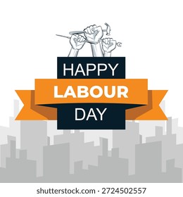 Happy Labour Day design flat vector illustration. Poster Or Banner Template Background, Text, typography greeting card Vector Illustration. 