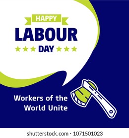 Happy Labour day design with green and blue theme vector with ha