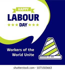 Happy Labour day design with green and blue theme vector with la