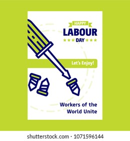 Happy Labour day design with green and blue theme vector with ha