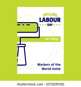 Happy Labour day design with green and blue theme vector with ha