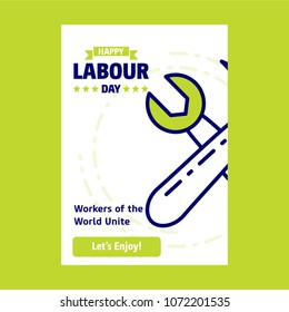 Happy Labour day design with green and blue theme vector with ha