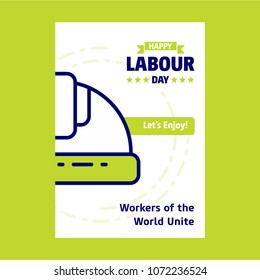 Happy Labour day design with green and blue theme vector with ha