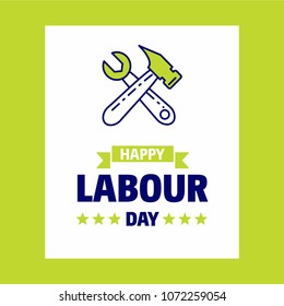 Happy Labour day design with green and blue theme vector with ha