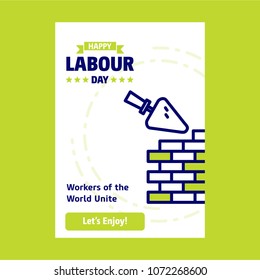 Happy Labour day design with green and blue theme vector with ha