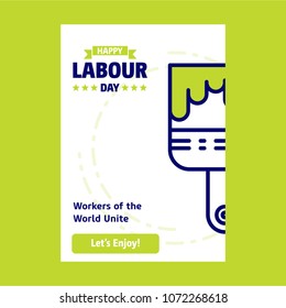 Happy Labour day design with green and blue theme vector with ha