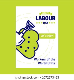 Happy Labour day design with green and blue theme vector with ha