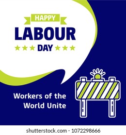 Happy Labour day design with green and blue theme vector with ha