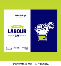 Happy Labour day design with green and blue theme vector with ha