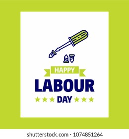 Happy Labour day design with green and blue theme vector with ha