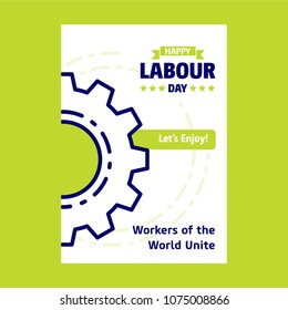 Happy Labour day design with green and blue theme vector with ha