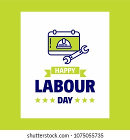 Happy Labour day design with green and blue theme vector with la