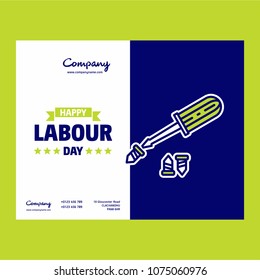 Happy Labour day design with green and blue theme vector with ha