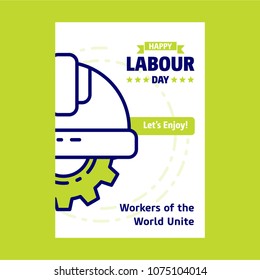 Happy Labour day design with green and blue theme vector with la