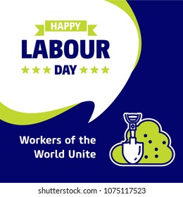 Happy Labour day design with green and blue theme vector with ha