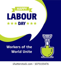 Happy Labour day design with green and blue theme vector with la