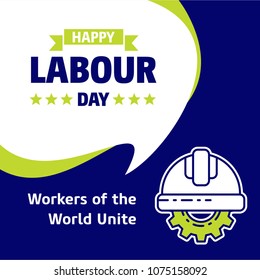 Happy Labour day design with green and blue theme vector with la