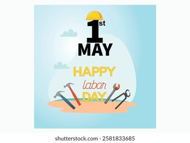 Happy Labour day design vector illustration or 1st May day celebration.