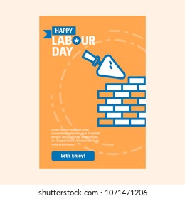 Happy Labour day design with vintage theme blue and orange Happy Labour day design with vintage theme blue and orange