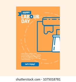 Happy Labour day design with vintage theme blue and orange with 
