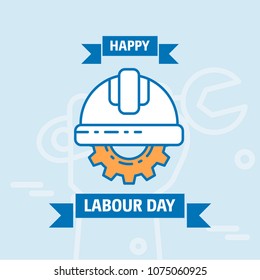 Happy Labour day design with vintage theme blue and orange with 
