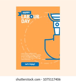 Happy Labour day design with vintage theme blue and orange with 